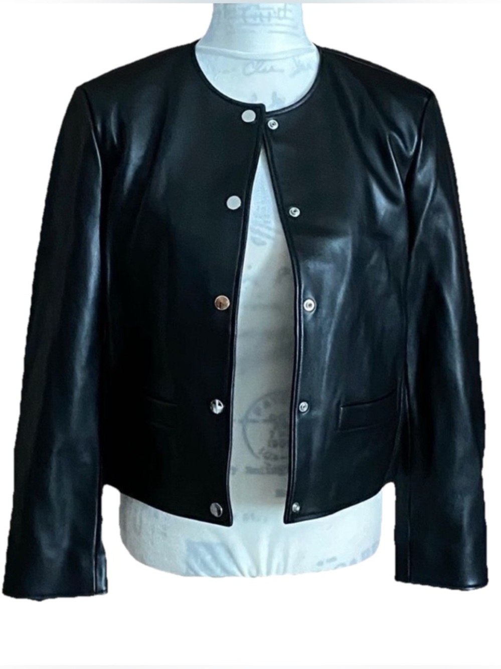 THEORY St. Crop Leather Jacket Black SZ 4 - NWT $795 - Picture 5 of 11